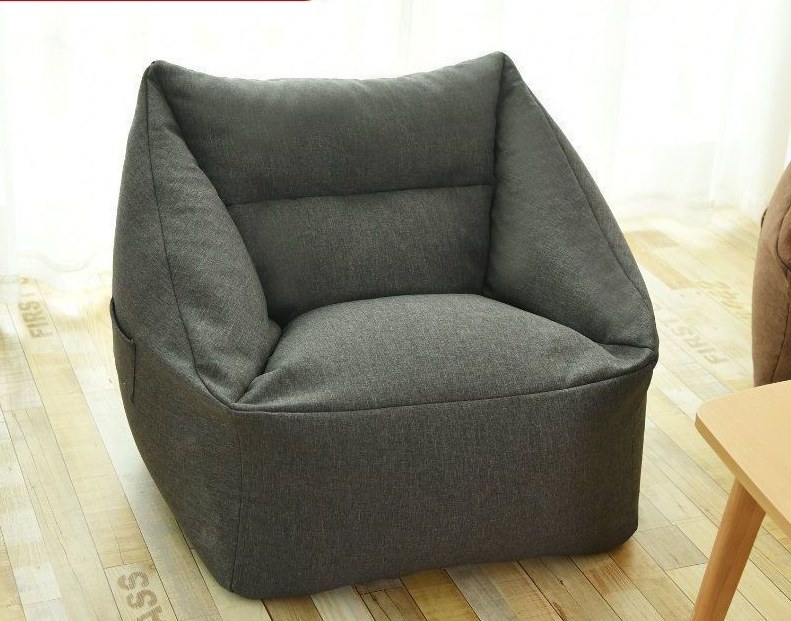 Grey Lounge Bean Bag Chair Cover detail 1 Grey Lounge Bean Bag Chair Cover detail 1