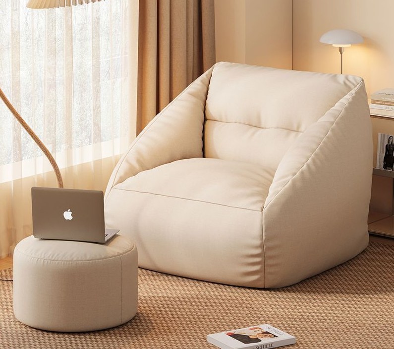 White Drop Bean Bag With Footbeige detail 1 White Drop Bean Bag With Footbeige detail 1