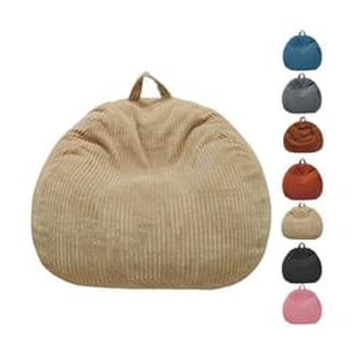 Beige Folding Bean Bag Chair Cover